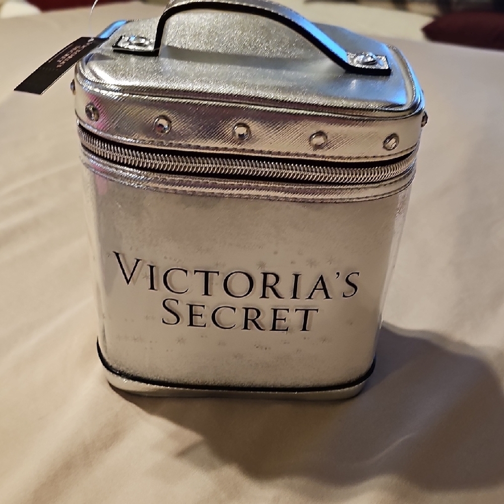 Victoria's Secret Metallic Silver And Clear Vanity Case